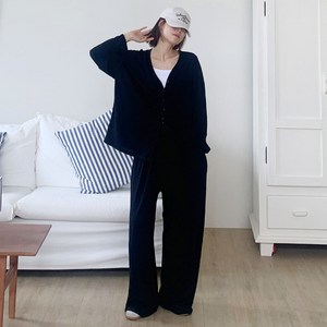 애플망고옷장 빅사이즈 루즈핏 박시가디건 와이드 통바지 여성세트 오버핏 긴팔긴바지