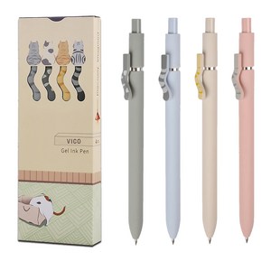 오피스프렌즈 귀여운 고양이 젤펜 블랙 0.5mm, 8개