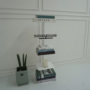 북선반 스탠드 철제 북타워, 4단, 화이트