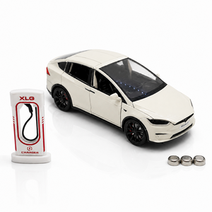 마이카 1:24 금속 다이캐스트 테슬라 X 모델 쿠페형 자동차 전시 모형+배터리 포함, X_화이트, 1개