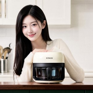 보만 글래스팝 유리 에어프라이어 4L, AF41EG1I, 화이트베이지