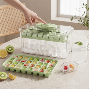 상덕 원터치 얼음 트레이 64구 아이스 메이커 대용량 얼음 보관통 분리형 얼음틀, 1개, 그린