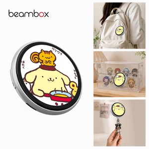 beambox Nano 디스플레이 배지 e-배지 1.8inch 54mm 디지털 액자 블루투스 전자 badge 아이돌 굿즈 뱃지 LED 애니메이션-1년 AS, 실버