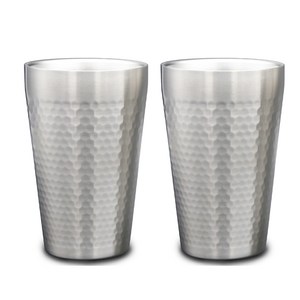 1+1 이중 진공 304 스텐 냉장고컵 보냉보온컵 2P세트, 허니큐브 450ml, 실버, 1개