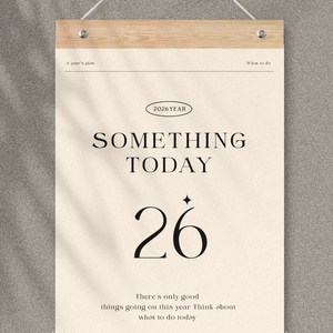 퍼니즈 2026년 벽걸이 우드바 달력 빅사이즈, 썸띵투데이, 1개