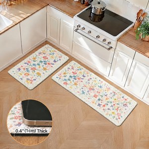 VANLYTPET 주방 발매트 PVC 두꺼운 푹신한 대형 방수 미끄럼방지 세트, 1세트, KR9779 흰색