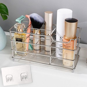 와이드 무타공 스텐칫솔걸이 정리대 화장실 칫솔 거치대 스탠드 욕실 멀티 칫솔꽂이, 1개, 실버6구19cm