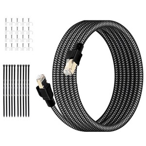HUO JI CAT8 40Gbps 초고속 게이밍 랜케이블 인터넷 랜선, 검정색, 1개, 15m