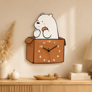 햇빛에이치 귀여운 곰돌이 무소음 벽시계, 박스곰