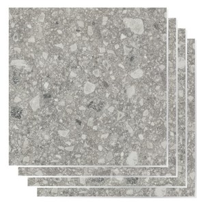 현대시트 접착식 정사각 PVC 바닥타일 두꺼운 3mm 데코타일 30X30cm 한국산, 4개, 그레이 테라죠 무광 (HDJ-013)