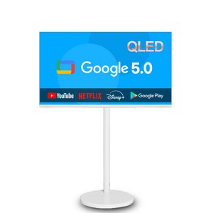 이브이 32인치 QLED 81cm HD 스마트 구글TV 5.0 화이트 삼탠바이미 셋트, 32인치 HD 구글TV 화이트, 스탠드형, 고객직접설치