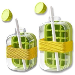 제이루쎄떼 1+1 500ML 800ML 간편세척 대용량 얼음트레이 얼음보틀 얼음물병 얼음틀 하이볼 빨대 밴드세트, 1개, 그린