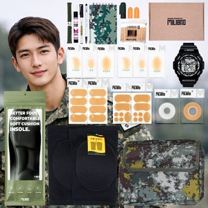 [SET] 입대준비물 세트 멀티 C SET - 훈련소 군입대 준비물 군인깔창 군인시계 고무링 무릎 어깨 보호대, 1개
