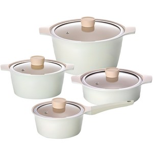 쿠킨 인덕션 세라믹 냄비 세트 4개, 레몬민트, 편수 16cm + 양수 18cm + 양수 24cm + 전골 20cm, 1세트