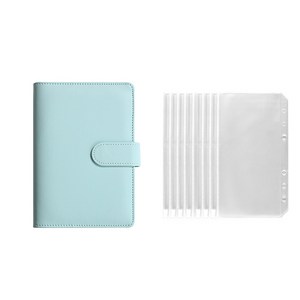 A6 육공 다이어리 지퍼백 7매 6공 바인더 저축 가계부 예산 용돈 모으기 현금 챌린지, 블루, 1개