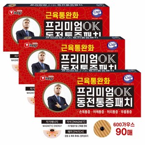 비타지에스 히딩크 프리미엄 OK 동전 통증패치 레드, 90매, 3개