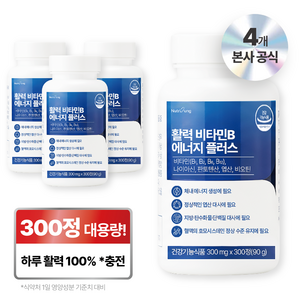 뉴트리정 활력 비타민B 에너지 플러스 대용량, 4개, 300정