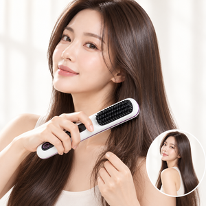 로니모모 충전식 무선 빗고데기 휴대용 헤어 스트레이트너 브러쉬, Ronl 01, Ronlmomo 화이트