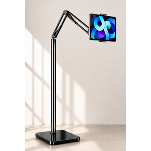모어리빙 135cm 높이조절 침대 자바라 스탠드 태블릿 거치대, 1개, 블랙