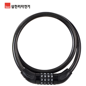 삼천리 4단 번호키 자전거 자물쇠 중, 블랙, 1개