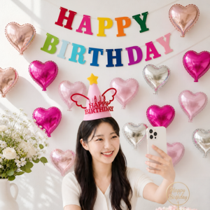 데이라이크 생일 풍선 파티 용품, 핑크, 1세트
