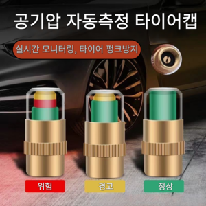공기압 자동인식 타이어 에어캡 4 개 체크캡 에어 측정HJLTQM, 타이어밸브캡, 4개