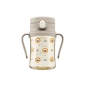아키움 패턴 디자인 유아빨대컵 아키컵 유아물병 단품, 1개, 베이지 라이언 200ml