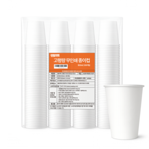 생활여백 고평량 무인쇄 종이컵 500ml, 1개, 200개