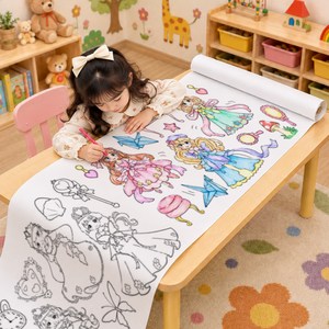 대형 컬러링북 3M 롤 유아 어린이 색칠 공부 놀이 KC인증 NM091, 1개, 02. 프린세스