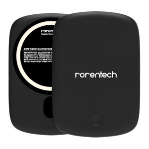 로랜텍 파스텔 아이폰 맥세이프 갤럭시 고속 무선충전 보조배터리 QC3.0 5000mAh, 블랙, MB-15