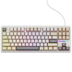 ACEFAST 저소음 유선 멤브레인 키보드 RGB 라이트 투과성 키캡 텐키리스 87키 사무용, A87-RGB, 베이지