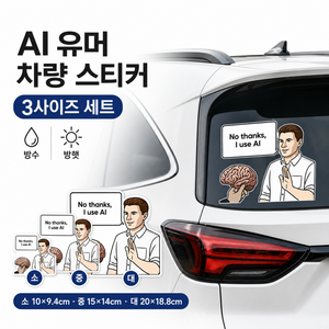 AI 밈 차량용 스티커 대중소 3사이즈 세트 방수 외부용 자동차 데칼 차량꾸미기, 1세트, 장난 AI