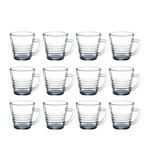 글라스락 내열강화유리 믹스커피컵 220ml, 투명, 12개