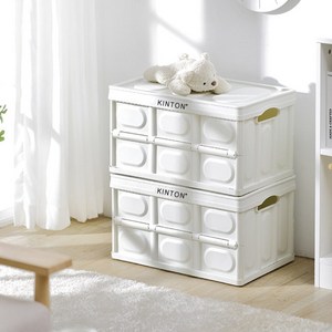 킨톤 멀티 수납 리빙 폴딩 캠핑 접이식 박스 트렁크 정리함, 2개, 화이트