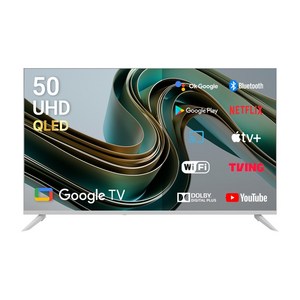 큐빅스 50인치 4K UHD QLED TV 화이트에디션 구글 안드로이드 스마트티비, 방문설치, 벽걸이형, GSQBX50UHD-A1, 127cm/50인치