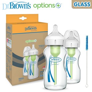 닥터브라운 와이드넥 옵션스 플러스 유리 젖병 2p, 혼합색상, 270ml, 1개