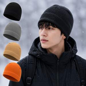 옐스 겨울 기모 비니 후리스 아웃도어 방한용품, 베이지
