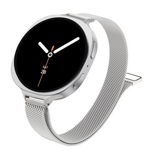 갤럭시워치9 8 호환 슬림 메탈 밀레니즈 마그네틱 스트랩 40mm/44mm/클래식 46mm, 실버, 1개
