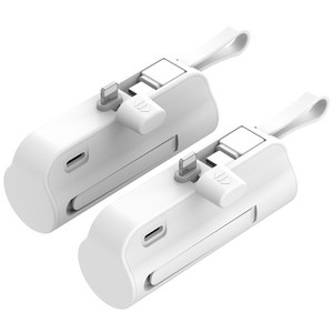 도킹 보조배터리 2in1 일체형 5000mAh 2p, 화이트, 메인 8핀 + 서브 C타입 2p