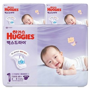 하기스 NEW 맥스드라이 밴드형 기저귀 남녀공용, 1단계, 204매
