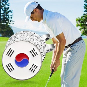 고급 태극기 디자인 자석 골프 볼마커 햇 클립, 1개, 화이트