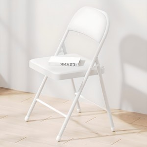 하비티 가죽 쿠션 접이식 의자, 화이트, 1개