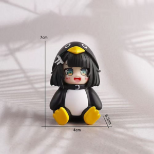XCAO 구구가가 펭귄 캐릭터 핫한 봉제 인형 귀여운 피겨 선물, 블랙, 1개, 7cm