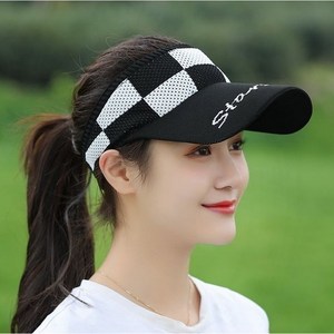 여성 파크 골프 모자 챙넓은 체크 썬캡 등산 테니스 스포츠 모자, 1개, 블랙
