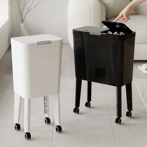 홈비 오브젠 롱레그 스탠딩 이동식 20리터 원터치 휴지통, 화이트