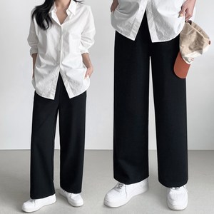 (1+1) 여성 빅사이즈 스판 밴딩 와이드 팬츠 슬랙스 바지 사계절용 2장