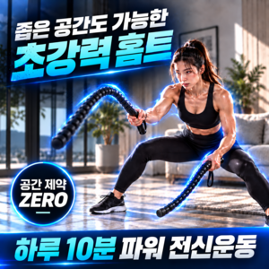 VELTION 파워웨이브 맥스 3.0 홈트 고강도 전신운동 배틀로프, 1세트, 매트블랙