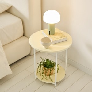 국내생산!! 아르떼 소파 거실 침대 사이드테이블 침대협탁 원형/타원형 (6컬러), 1. 원형-버터레몬