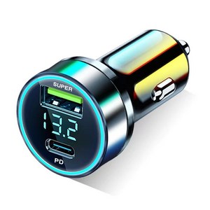 BuddhiGear차량용 충전기 PD20W+120W 초고속충전 LED전압표시 듀얼포트 아이폰 삼성 퀵차저 시거잭 어댑터, 검정, F1C