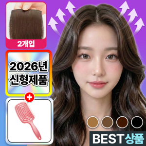 에어릴리 리얼핏 옆머리 볼륨 가발 헤어피스 여성, 2개, 브라운블랙 10cm